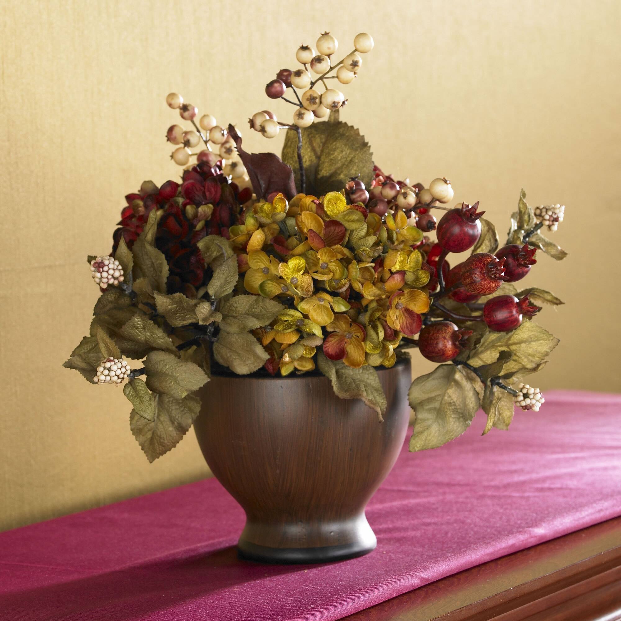 12'' Autumn Hydrangea in Round Vase